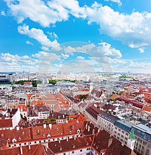 Red roofs of the houses in Vienna