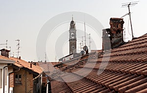 Red roofs of Italyan town Lomazzo