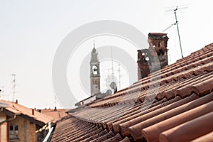 Red roofs of Italyan town Lomazzo