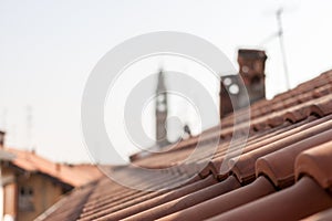 Red roofs of Italyan town Lomazzo