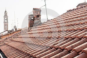 Red roofs of Italyan town Lomazzo