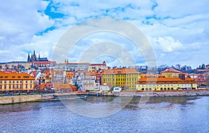 The red roofs of Mala Strana and St Vitus Cathedral, Prague, Czech Republic