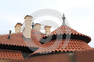 Original round red roofs in Prague