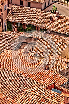 Red roofs of village in Provence, France