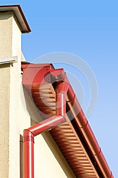 Red rooftop gutter