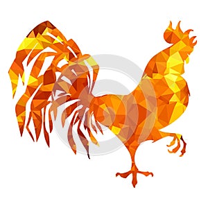 Red rooster vector low poly triangulation