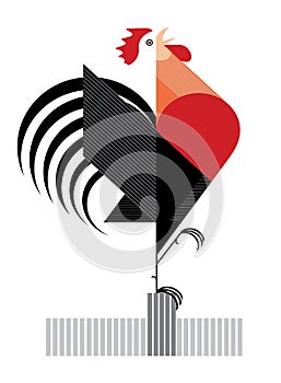 Red Rooster on white background