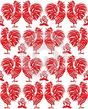 Red rooster on a white background