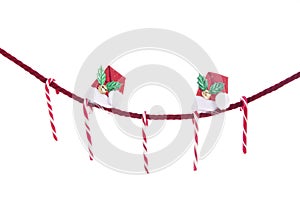 Red rope with christmas candy canes