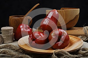 Red rose apple on the table