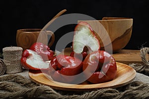 Red rose apple on the table