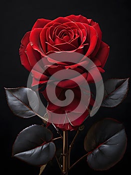 Red rose on a black background. Studio photography of a red rose.