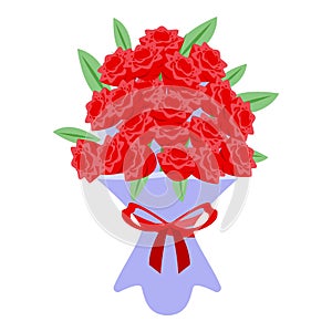 Red rose bouquet icon isometric vector. Flower gift