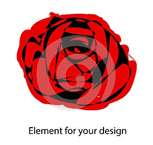 Red rose is careless. illustration isolated on a white background