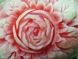 Red rose carved from sweet juicy water melon