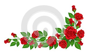 Red rose decoration for corner