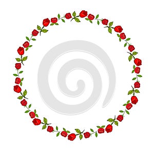 red rose flower art drawn round frame