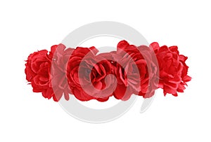 Red Rose Flower Crown front view isolated on white background with clipping paths