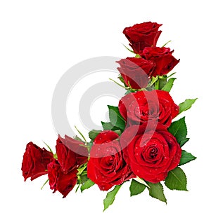 Red rose flowers corner arrangement