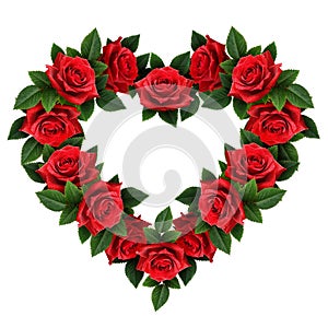 Red rose flowers heart shape arrangement