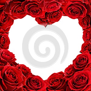 Red rose flowers heart shape frame