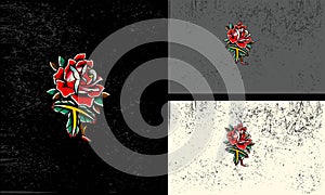 red rose flowers logo vintage vector flat design