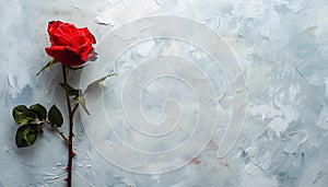 red rose on the grunde grey background