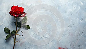 red rose on the grunde grey background