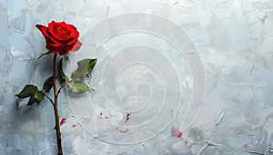 red rose on the grunde grey background