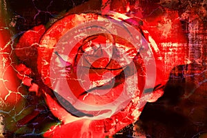 Red Rose - Grunge abstract textured background