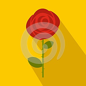Red rose icon in flat style