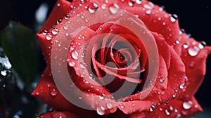 Red rose after rain, morning dew.Gardening.Generative AI