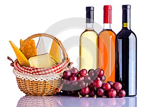 Red, Rose and White Wine with Cheese