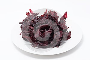 Red rosella fruit isolated on white background