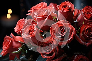 Red roses adorned with glittering diamonds, valentine, dating and love proposal image