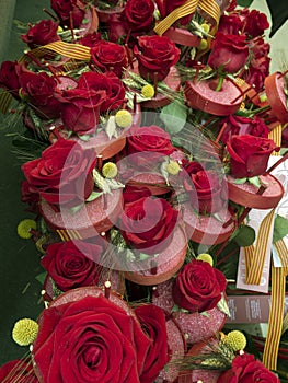 Red roses arrangement for celebration