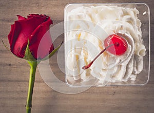 Red roses and cake