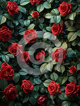 Red roses on a dark background