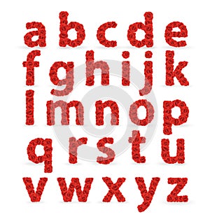 Red Roses font abc lowercase letters. photo