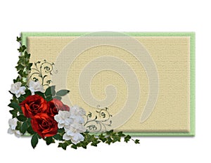 Red roses and Gardenias label