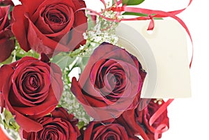 Red Roses With Gift Tag