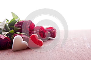 Red roses with heart decoration