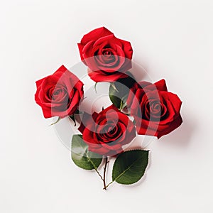 Red Roses on plain white background - product photography