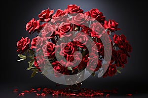 Red roses reflected echoing the sentiment of love, valentine, dating and love proposal image