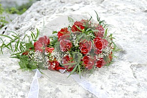 Red roses wedding bouquet