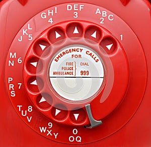 Red Rotary Landline Telephone Dial