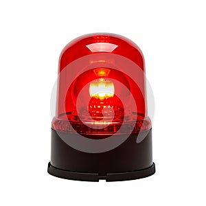 Red Rotating Beacon Light with Glowing Bulb on Black Base flashing