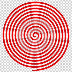 Red round abstract vortex hypnotic spiral.