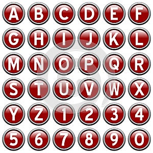 Red Round Alphabet Buttons