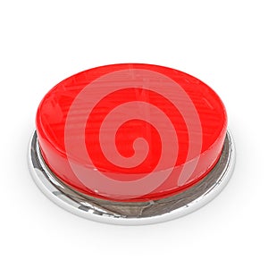 Red round blank 3d button with chrome ring.